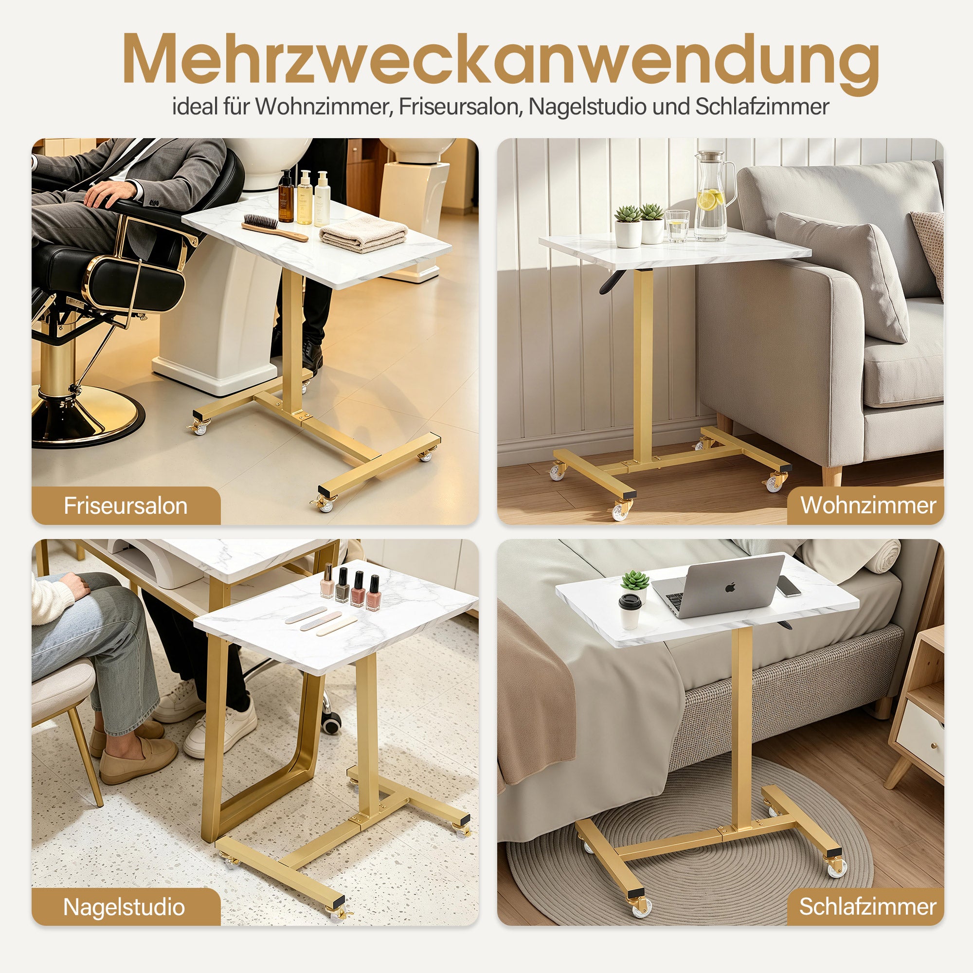 Bijzettafel op wielen, in hoogte verstelbaar, C-vorm, 40x60x72/97cm – foto 14