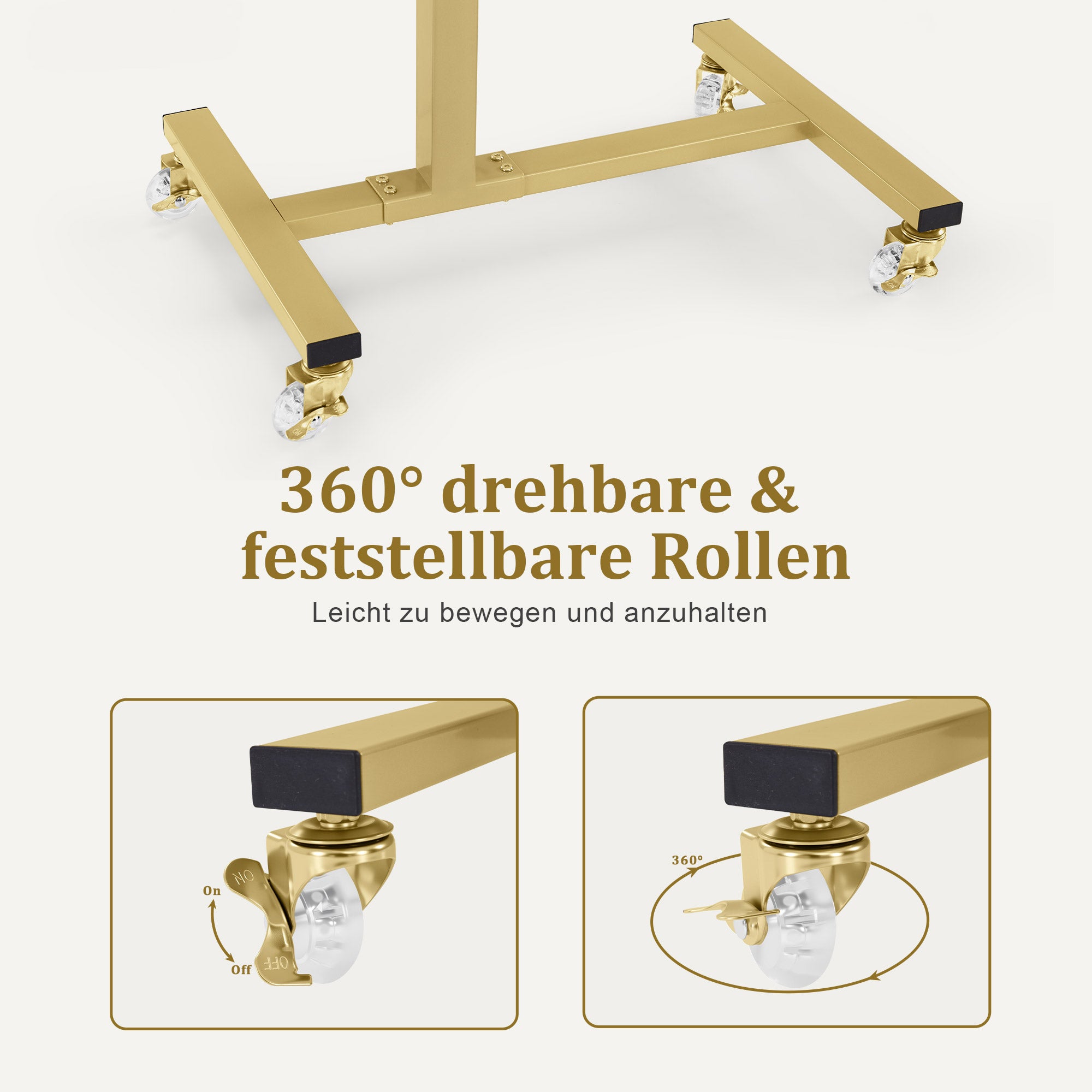 Bijzettafel op wielen, in hoogte verstelbaar, C-vorm, 40x60x72/97cm – foto 6
