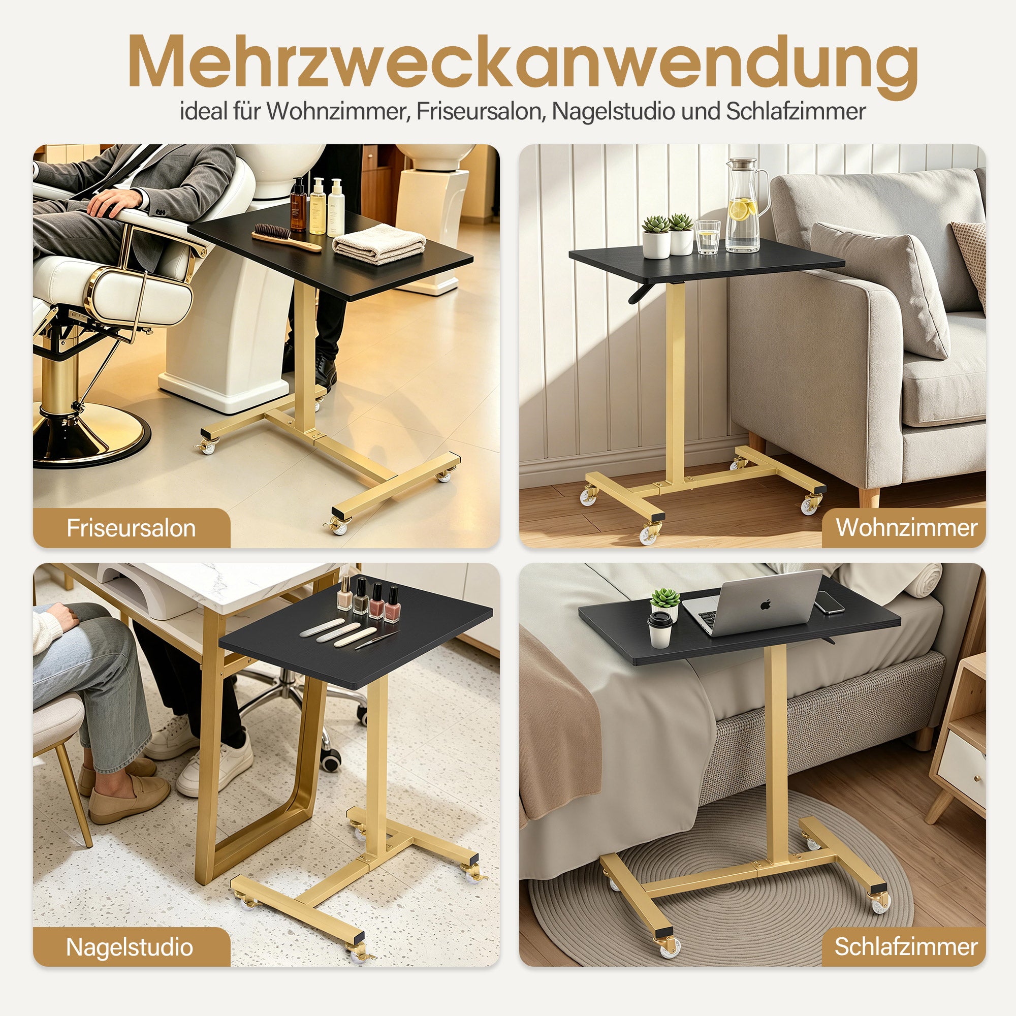 Bijzettafel op wielen, in hoogte verstelbaar, C-vorm, 40x60x72/97cm – foto 7