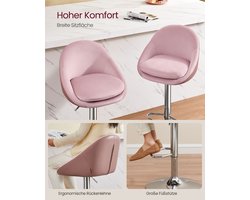Luxe Barkrukken Set (2 Stuks) - Verstelbaar - Fluweel & PU-leer - Roze & Zilvergrijs – foto 4