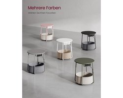 3-delige Set Bijzettafel met Stoffen Opbergmand - Modern Design – foto 4