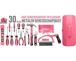 Complete 30-delige Gereedschapsset in Stijlvolle Roze Metalen Kist – foto 4