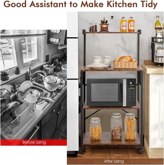 4-Laags Multifunctioneel Opbergrek met Wielen voor Keuken en Meer – foto 5