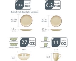48-delige Keramische Serviesset - Beige Stoneware voor 12 Personen – foto 2