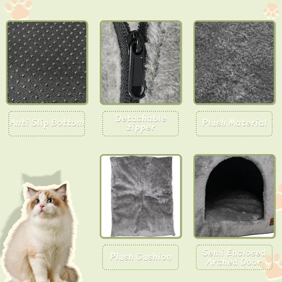 Comfortabel Kattenhuis met Afneembaar Kussen - Zacht en Multifunctioneel – foto 4
