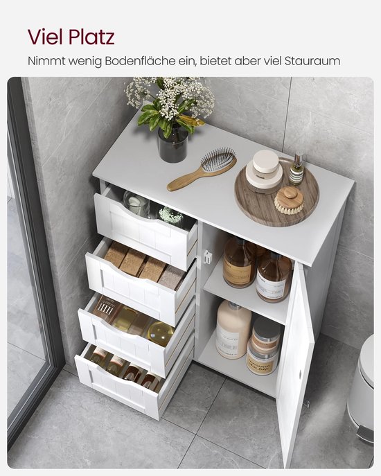 Elegante Badkamerkast Wit met Lades en Verstelbare Plank – foto 1