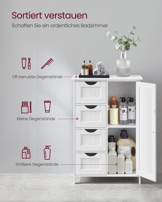 Elegante Badkamerkast Wit met Lades en Verstelbare Plank – foto 4
