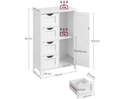 Elegante Badkamerkast Wit met Lades en Verstelbare Plank – foto 5