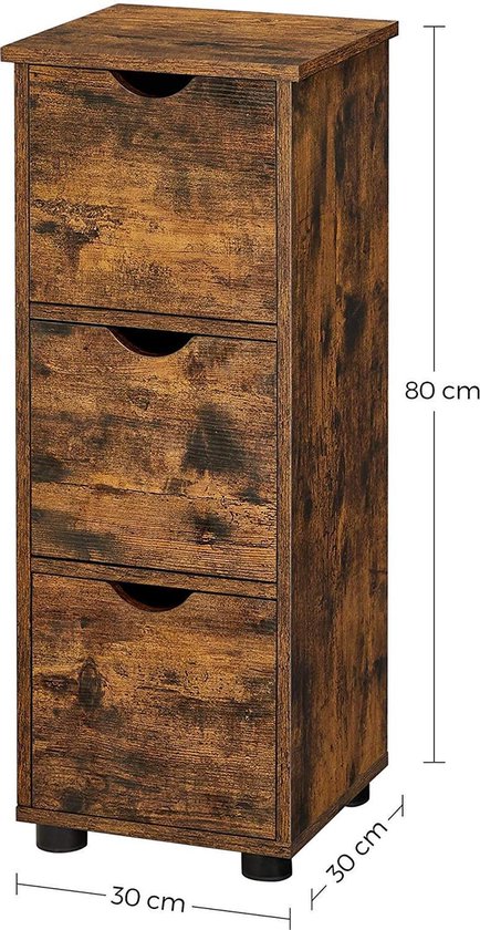 Vintage Bruine Opbergkast met 3 Laden - Compact Design – foto 3