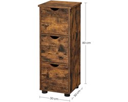 Vintage Bruine Opbergkast met 3 Laden - Compact Design – foto 4