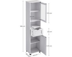 Badkamerkast met glazen deur en verstelbare planken, lichtgrijs – foto 2