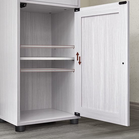 Badkamerkast met glazen deur en verstelbare planken, lichtgrijs – foto 5
