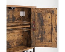 Wandbadkamerkast met Verstelbare Planken en Haardrogerhouder - Vintage Bruin/Zwart – foto 4