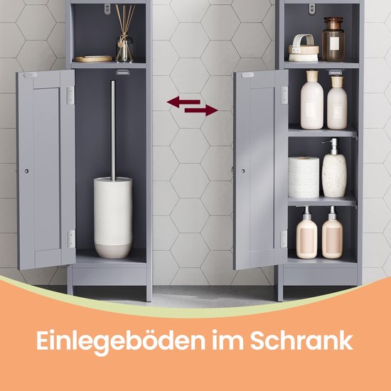 Smal Badkamerkastje – Staand – Mystiek Grijs – Compact Design – foto 2