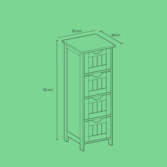 Compact Badkamerkastje met 4 Lades - Wit MDF – foto 2