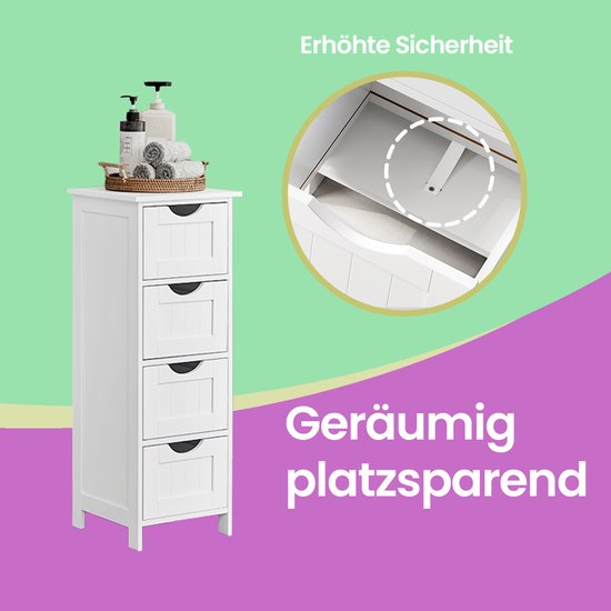 Compact Badkamerkastje met 4 Lades - Wit MDF – foto 4