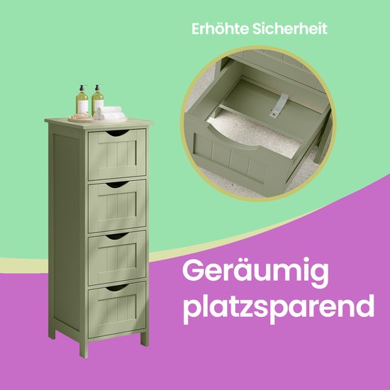 Elegant Badkamerkastje met 4 Laden - Lauriergroen Design – foto 4