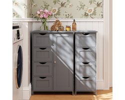 Smal Bijzetkastje voor Badkamer – Duifgrijs MDF – Multifunctioneel – foto 4