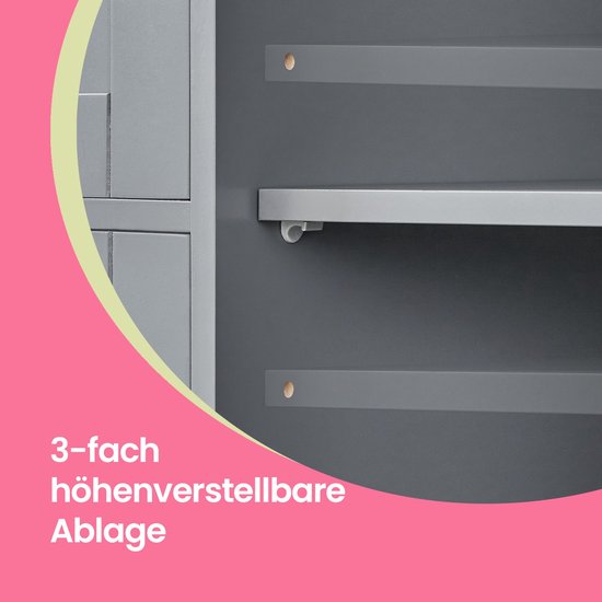 Smal Bijzetkastje voor Badkamer – Duifgrijs MDF – Multifunctioneel – foto 5
