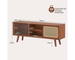 Elegant Bamboe TV-Meubel met Rotan Schuifdeuren en Verstelbare Plank – foto 2