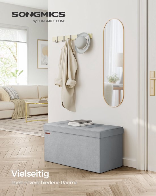 Elegant Opbergbankje van Fluweel - Duifgrijs – foto 3
