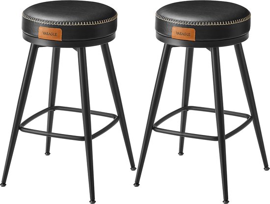Luxe Barkrukken Set – 2 Stuks – 65 cm Hoog – Inktzwart – foto 2