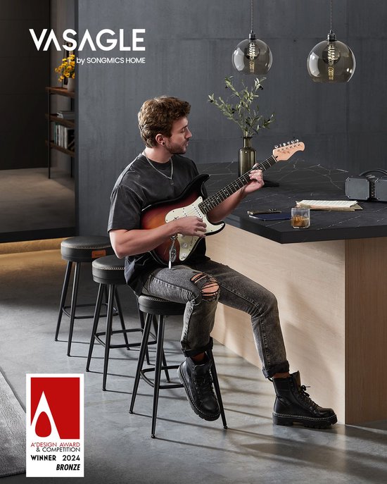 Luxe Barkrukken Set – 2 Stuks – 65 cm Hoog – Inktzwart – foto 4