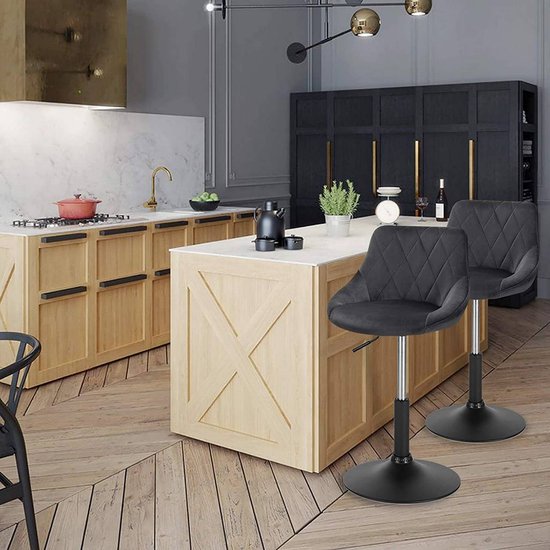 Luxe Barkruk van Fluweel en Metaal - Verstelbaar en Draaibaar voor Modern Interieur – foto 5