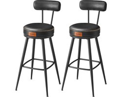 Set van 2 Moderne Barstoelen met Draaibare Zitting en Zwarte Bekleding – foto 2