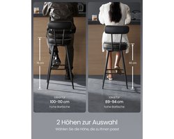 Set van 2 Moderne Barstoelen met Draaibare Zitting en Zwarte Bekleding – foto 4