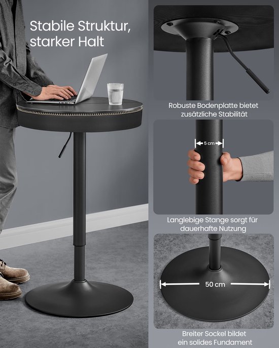 In Hoogte Verstelbare Bartafel - Elegante Zwarte Afwerking – foto 5