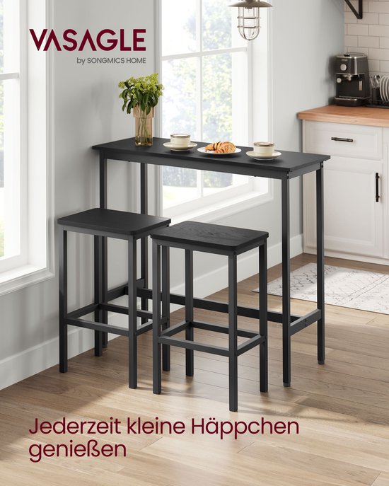 Compacte Bartafelset met Twee Barkrukken – Zwart – foto 1