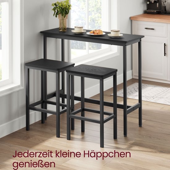 Compacte Bartafelset met Twee Barkrukken – Zwart – foto 3