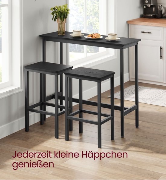 Compacte Bartafelset met Twee Barkrukken – Zwart – foto 5