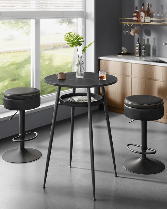 Elegante Ronde Bartafel met Opbergruimte - Modern Zwart Design – foto 1