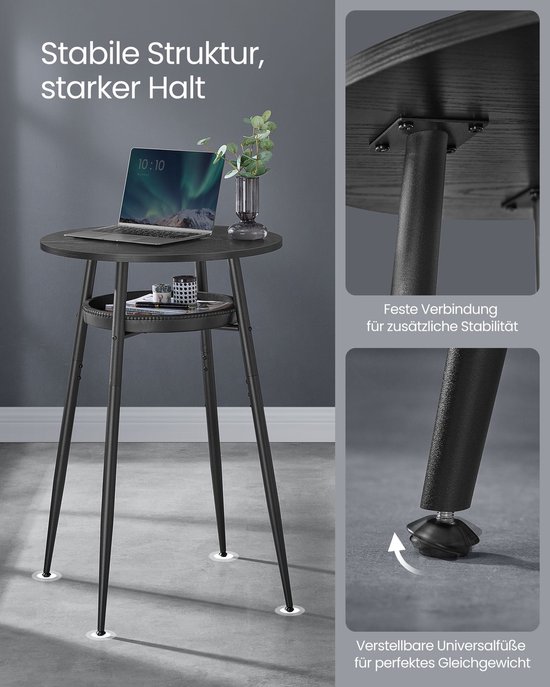 Elegante Ronde Bartafel met Opbergruimte - Modern Zwart Design – foto 6