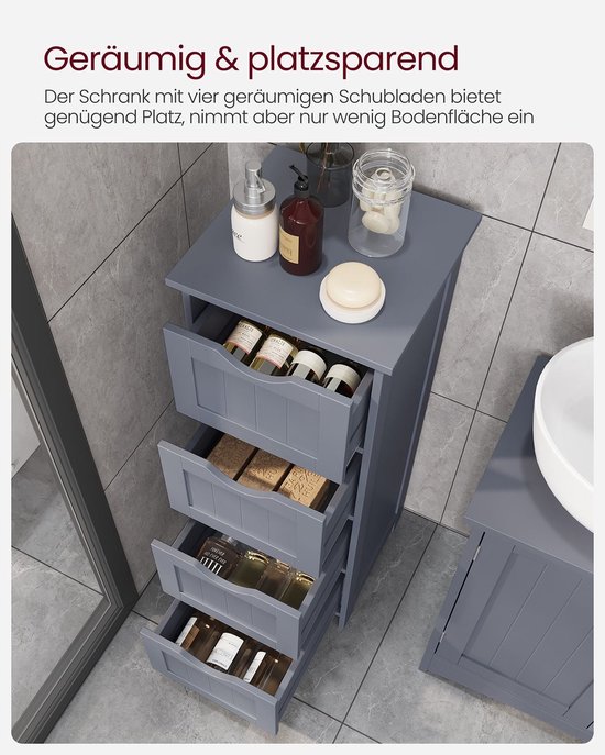 Elegant Bijzetkastje met 4 Laden - Eiken Afwerking – foto 6