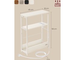 Slanke Bijzettafel met 3 Niveaus en Oplaadfunctie - Crèmewit – foto 5