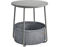 Bijzettafel met geïntegreerde stoffen mand – Duifgrijs & Leigrijs – foto 2