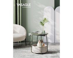 Moderne Bijzettafel met Opbergmand en Oplaadfunctie - Bosgroen – foto 4