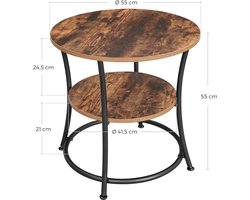 Ronde Bijzettafel met Twee Legplanken en Vintage Uitstraling – foto 4
