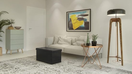 Stijlvolle Opbergbank met Comfortabel Zitvlak – Zwart Kunstleer – foto 2