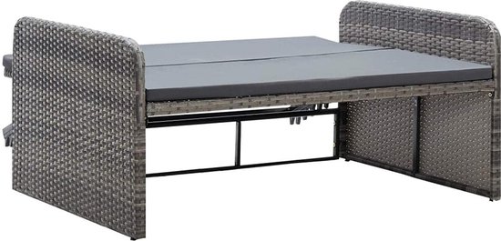 Comfortabele 2-zits Loungeset van Rotan met Opbergruimte en Voetenbank – foto 2