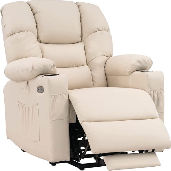 Luxe Relaxstoel met Sta-op Hulp en Onafhankelijke Motoren - Crème Wit – foto 3