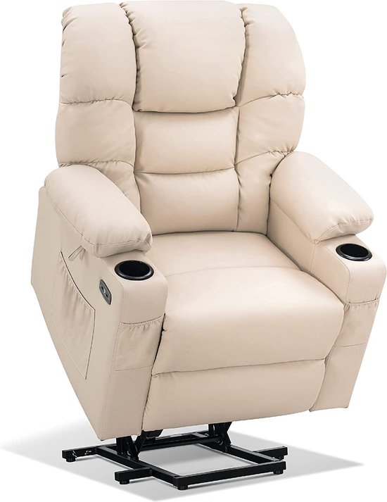 Luxe Relaxstoel met Sta-op Hulp en Onafhankelijke Motoren - Crème Wit – foto 2