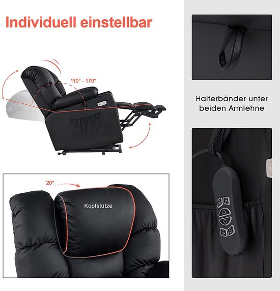 Luxe Elektrische Relaxfauteuil met Sta-op Hulp en USB-oplaadpunten – foto 4