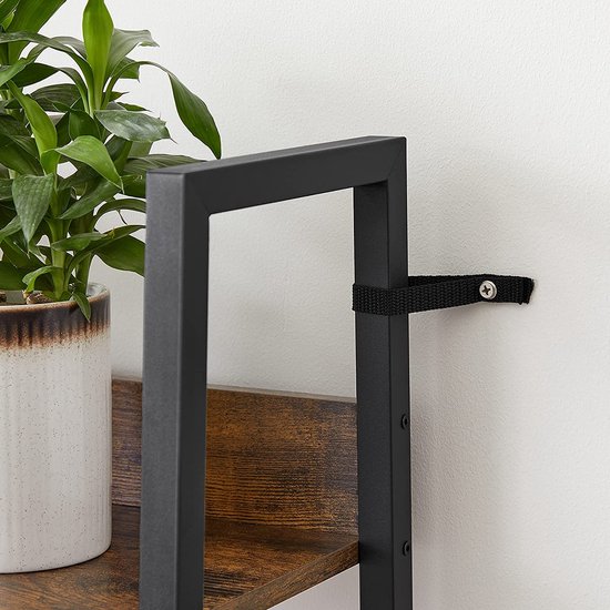 Stijlvolle Ladder Boekenkast met 5 Niveaus - Vintage Bruin-Zwart Design – foto 6