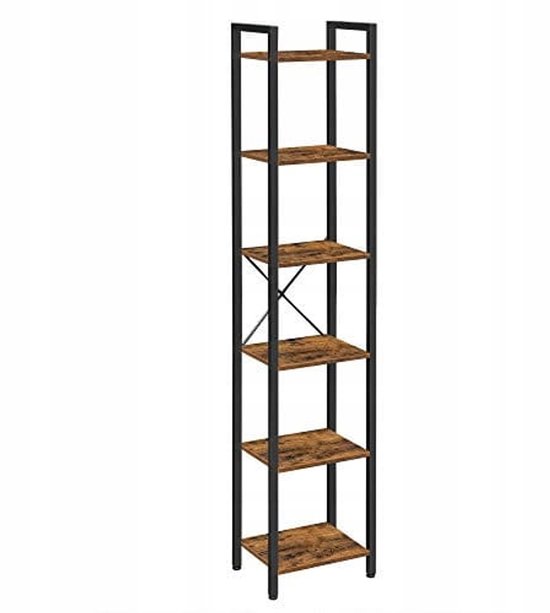 Elegante Boekenkast met Zes Planken en Industriële Details – foto 1