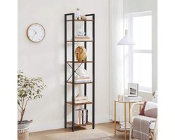 Elegante Boekenkast met Zes Planken en Industriële Details – foto 4