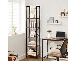 Elegante Boekenkast met Zes Planken en Industriële Details – foto 5